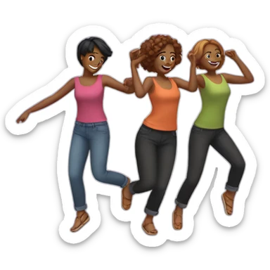 multiple friends dancing improved sticker
