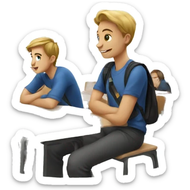 European students sitting at school and chatting sticker