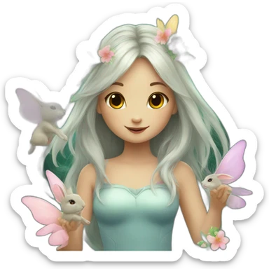 Rabbit with fairies sticker