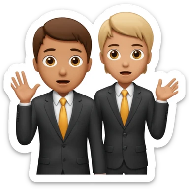 create a realistic emoji of a working person switching with another person. sticker