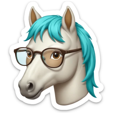 whitehorse head with turquoise hair and glasses sticker