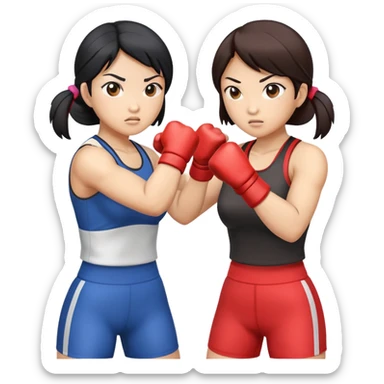 two asian women kicking and fighting each other sticker