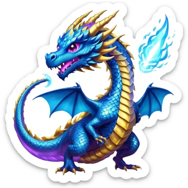 Amazing cool dragon with golden purpleish blue aura firing a energy blast which looks cool and dangerous at the sametime sticker