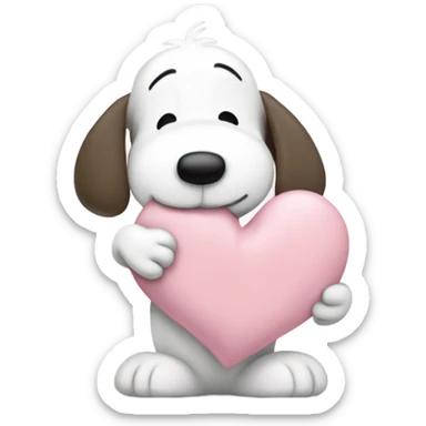 pastel pink heart with snoopy hugging woodstock in it sticker