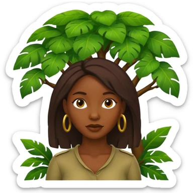 an ola woman with jungle tree sticker
