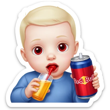 Baby drinking redbull sticker