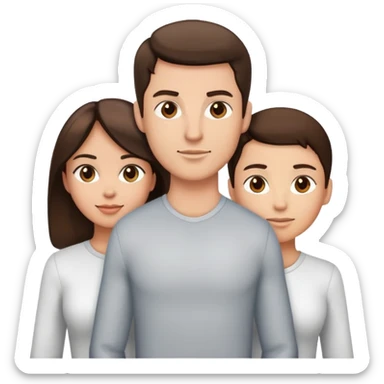 Chest upwards view of attractive brunette man and woman with light tan skin standing next to each other sticker
