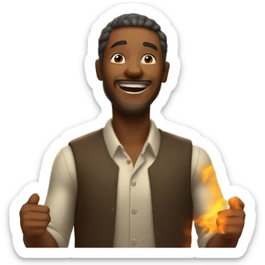 a man rejoices at the fire around him sticker