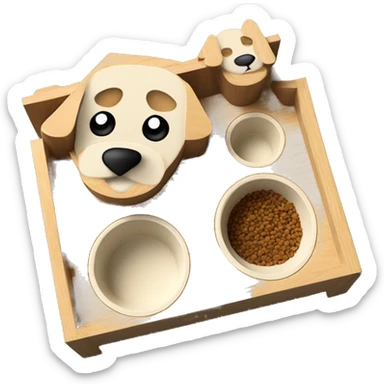 Elevated pine wood dog feeder with 2 bowls sticker
