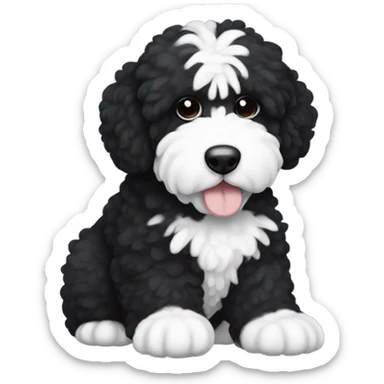 Black bernadoodle with white around mouth and big white eyebrows  sticker