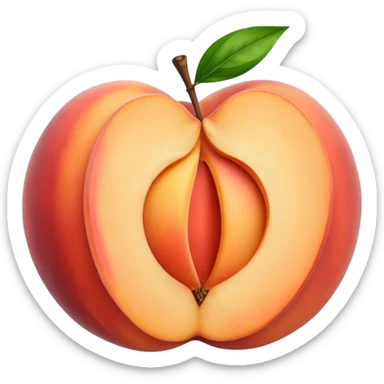 peach split open with seed sticker