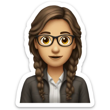 Brown hair brown eyed Computer Nerd Girl sticker