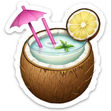 hawaii coconut drink with lemon sticker