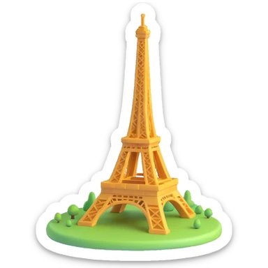 Eiffel Tower, 3D Microsoft Fluent emoji style, shiny and dimensional sticker