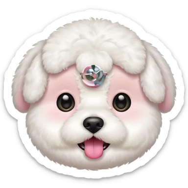 bichon frise face with round head sticker