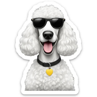 white standard poodle wearing sunglasses sticker