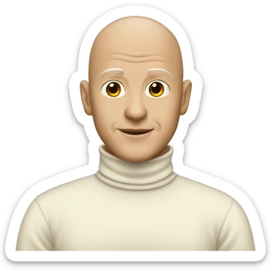 White bald man cream turtleneck sticker