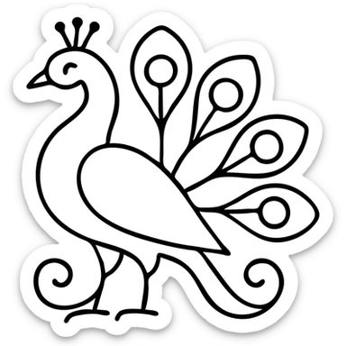 Elegant Indian peacock motif design sticker