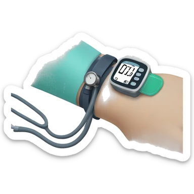 doctor measuring patient's blood pressure sticker