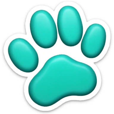 cat paw dark turquoise color sticker