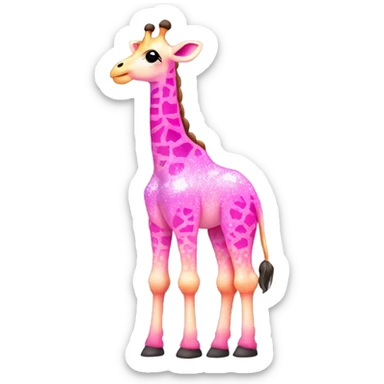 Pink ombre full body giraffe with glitter  sticker