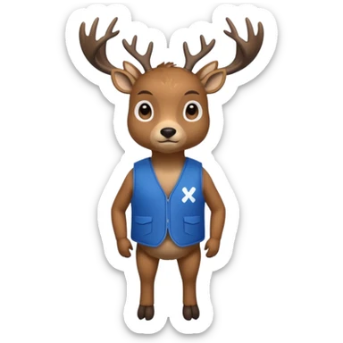 crea una mascota de equipo que sea un venado de cuerpo completo y lleve un chaleco con el nombre de telamon sticker