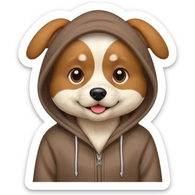 Dog wering a hodie sticker