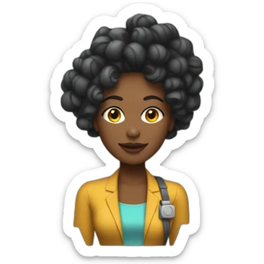 Marketer mujer con pelo negro y rulos robot sticker