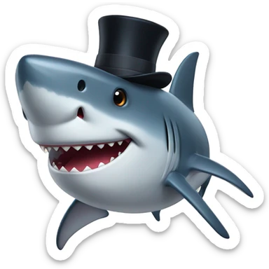 Shark with a top hat sticker