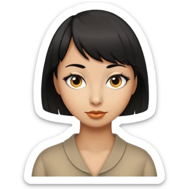 goose with cropped black hair and swoop bangs over one eye sticker