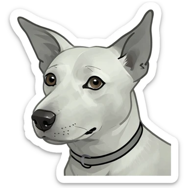 White dog with grey ears sticker