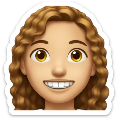 a girl with brown hair with chips instead of front tooth sticker