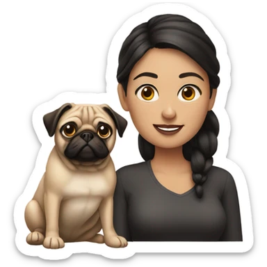 Woman with pug sticker