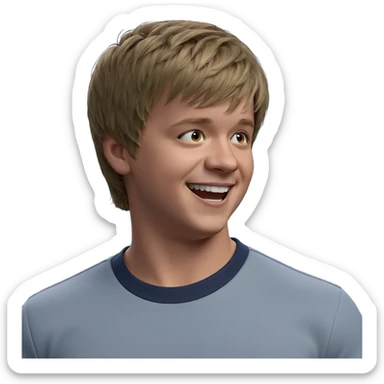 boy with a big smile sticker