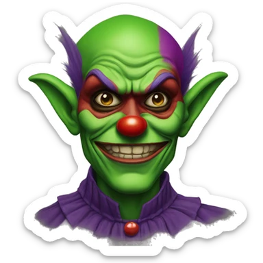 green goblin with colorfup clown makeup sticker