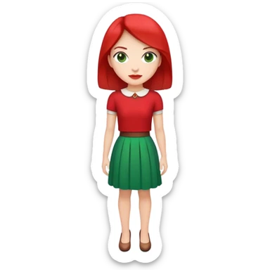 elegant dress with red top and green skirt sticker