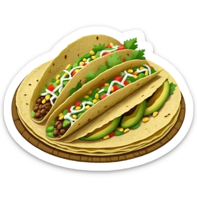 Mexican tacos filled with nopales, beans, and avocado, in soft corn tortillas sticker