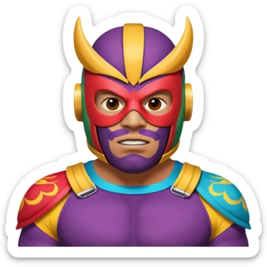 Mexican wrestler portrait, head and shoulders only, colorful luchador mask, muscular collar, confident expression, 3D cartoon, mobile game icon style, clean background, no text, no watermark
 sticker