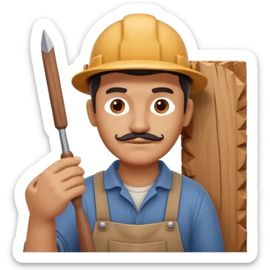 wood carving carpenter portrait, head and shoulders only, carving wooden figure with chisel, wood shavings visible, focused craftsman expression, artisan workshop vibe, 3D cartoon style, mobile game icon style, clean background, no text, no watermark
 sticker