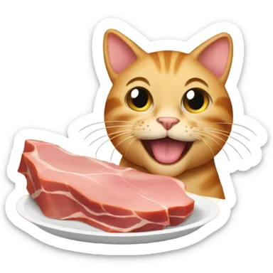 Cat eating ham sticker