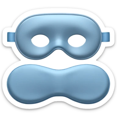 emoji of an isolated silky sleep mask, no eyes, no face, no character features, smooth satin texture with gentle shine, pastel grey-blue color, soft rounded shape, cozy winter pajama mood, soft shadows sticker