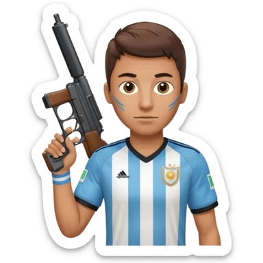 haz un turro con una biszera para atras y con un arma remera argentina pero arma de fuego sticker