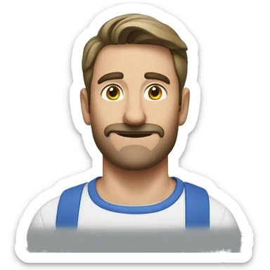 guy in a blue apron shows like sticker