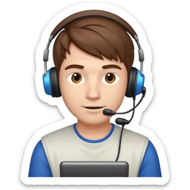 garcon blanc cheveux brun gamer sticker