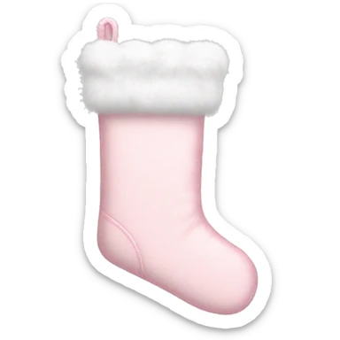 Light pink Christmas stocking with white fur trim sticker