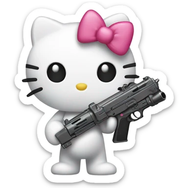 hello kitty with a gun  sticker