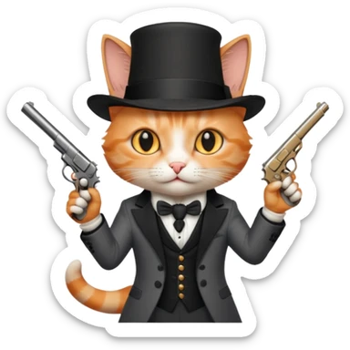 Magitian cat with pistol sticker