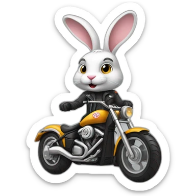 Biker bunny sticker