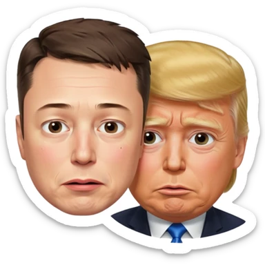 elon musk and donald trump side by side backs turned to eachother crying sticker