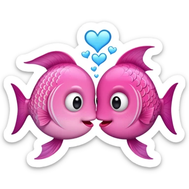 Create an emoji of two cute fish (Pisces symbol) making love. sticker